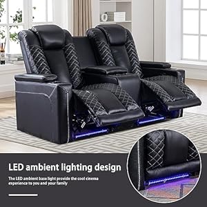 Home theater seating electric power loveseat recliner with usb ports and cup holders breathable faux leather dual recliner with hidden arm storage for living room black  urban country home decor