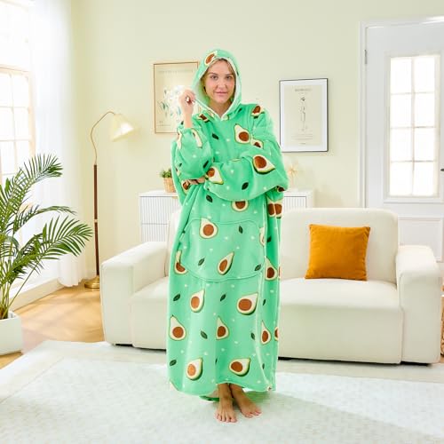 Moinlizy Avocado Oversized Flannel-Sherpa Wearable Blanket Hoodie — view 8