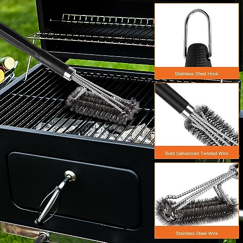 Flintronic BBQ Grill Cleaning Brush, Barbecue Steel Brushes, Barbecue Grill Wire Brush with Detachable Handle - Image 3