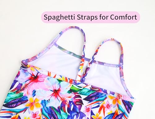 Image of Girls Bathing Suits Colorful Swimsuits with UPF 50 + Sun Protection Sleeveless Toddler Kids One Piece Swimwear