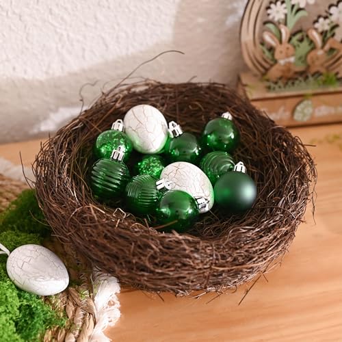 DecorbyHannah Spring Tree Ornaments Decorations,25ct 1.57inches Mini Spring Easter Vase Bowl Filler for Table Decor, Cleart Green Gold Shatterproof Decorative Hanging Ball for Home, Office, Classroom