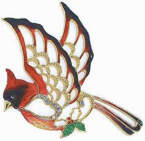 Kubla CraftsBejeweled Enameled Colorful Flat Cardinal Ornament 4 Inch