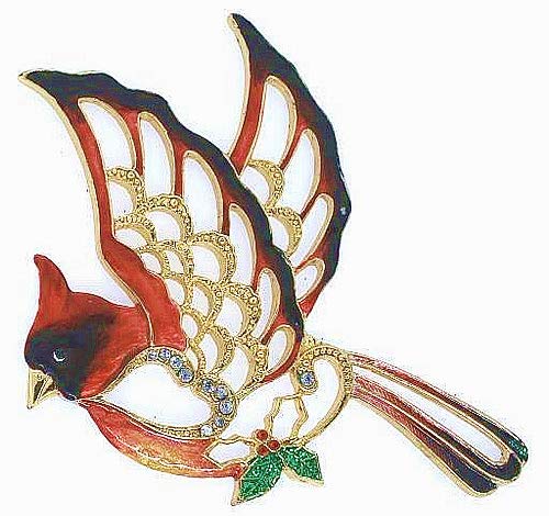 Kubla CraftsBejeweled Enameled Colorful Flat Cardinal Ornament 4 Inch
