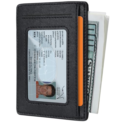 Image of Travelambo Slim Minimalist Wallet for Men, RFID Blocking Credit Card Holder, Front Pocket ID Card Case, Gifts for Men, Husband, Boyfriend, Teenage