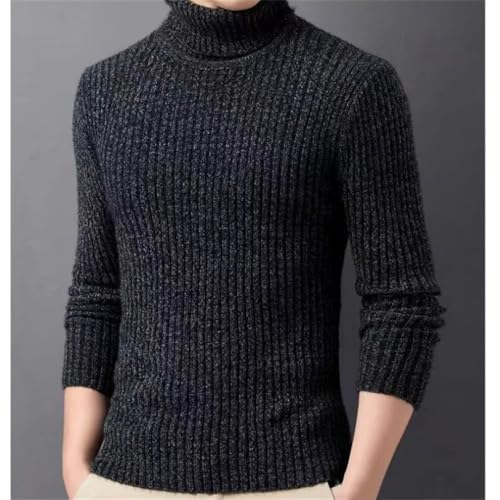 Men's High Neck Sweater Solid Braid Patchwork Long Sleeved Casual Knit Top2