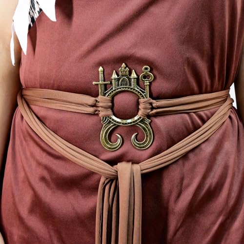 SV SENVAN Medieval Viking Belt for Women with Castle Buckle, Adjustable Brown Wrap Corset Belt for Renaissance Fair, Cosplay & Boho Fashion4