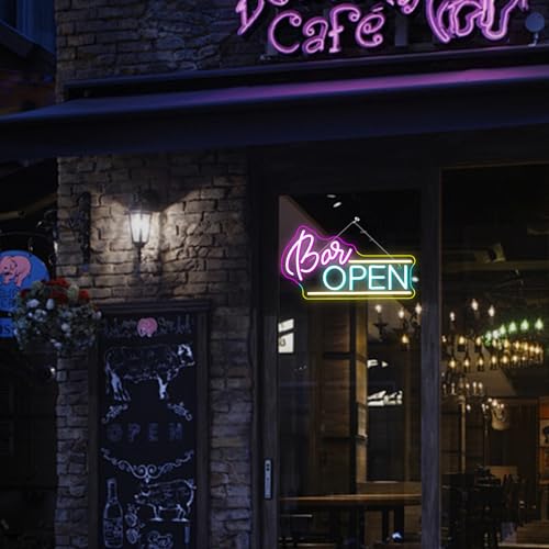 Image of WX&YH Bar Open Neon Sign Led Sign for Wall Open Home Bar Decor Open Bar Neon Lights Signs for Business Window Pub Cafe Man Cave Club Restaurant Open Sign Decor Gifts to Club Party