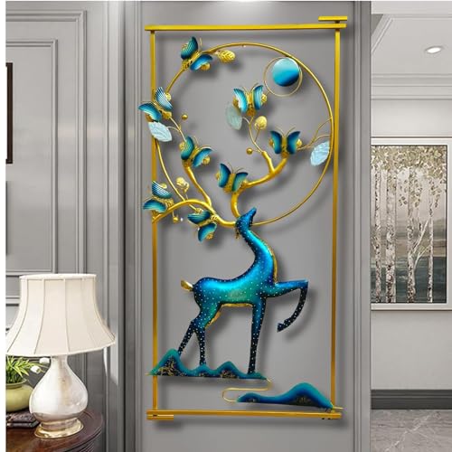 Image of pranjals house Wall Art Deer And Butterfly Metal Frame with LED, Wall Sculpture for Living Room, Bedroom, Drawing Room, Office Wall Hanging for Home Decorative Item