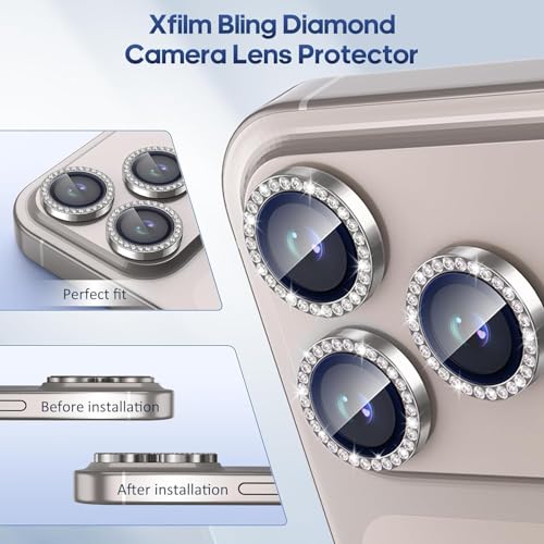 Image of for iPhone 17 Pro / 17 Pro Max Camera Lens Protector Bling, Individual Diamond Metal Ring with 9H Hardness, Scratch-Proof Camera Screen Protector, Stylish Accessories, Case Friendly (Gray)