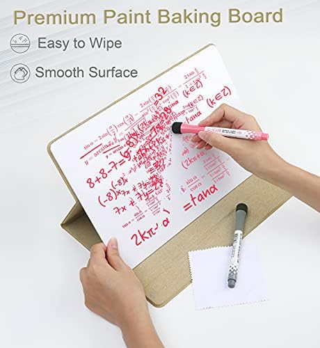 Oterri Whiteboard, Mini Whiteboard Portable Foldable Desk Whiteboard A4 with Two White Board Pens and Cleaning Cloth, Dry Erase Drawing Boards for Office, Home, Kid, Study (Beige, 31 X 21 cm)