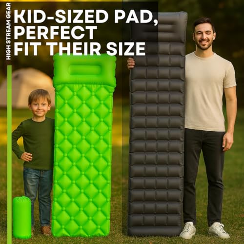 Kids Sleeping Pad for Camping and Sleepovers with Pillow, Inflatable Camping Mattress for Backpacking & Travel, Thick Toddler Cot Mat, Fast Inflating Camping Sleeping Pads for Kids - Image 3