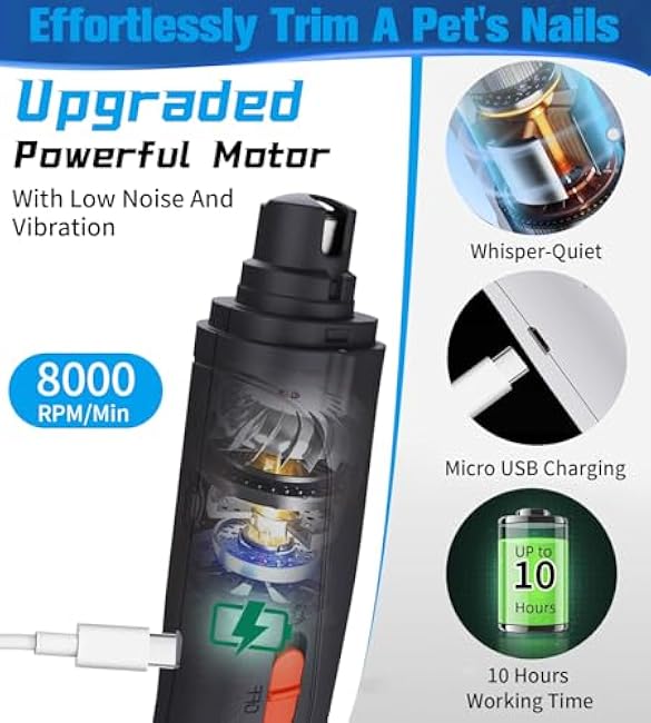 2 in 1 Dog Nail Clippers & Cat Nail Clippers Trimmers for Large Medium Small Dogs Cats Claw Trimmer Quick Sensor and Safety Guard USB Rechargeable Dogs Nail Trimmer with Catcher & 2 LED Lights-VTb60uJ0