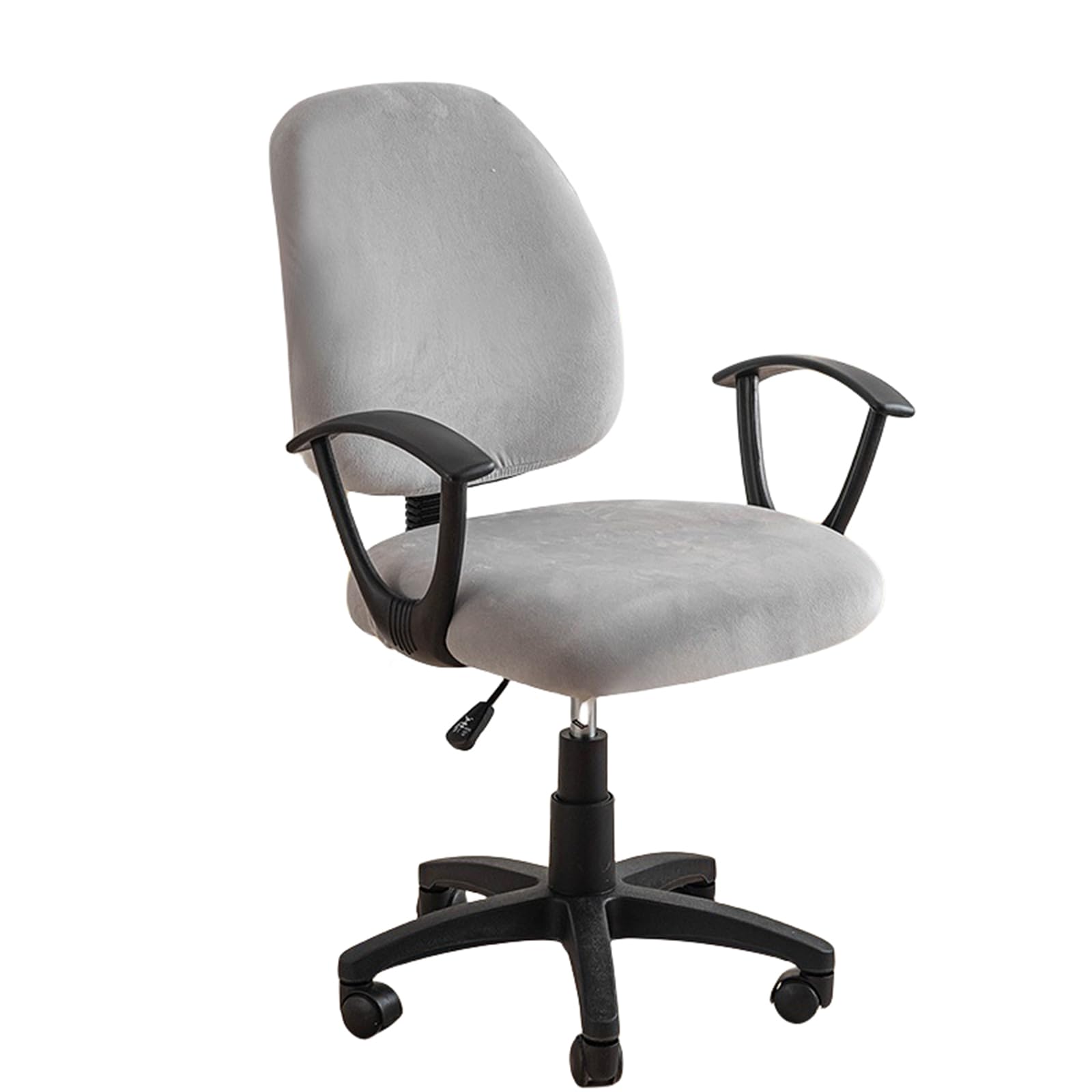 Guyirt Light Grey Velvet Computer Chair Slipcover, Boss Chair Slipcovers Protective Stretchable Chair Cover Thickened Material Office Staff Swivel Chair Cover