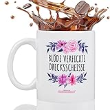 Fräulein Heiligenscheiss - Blöde verfickte Drecksscheisse | Kaffee Tasse mit Spruch | Witzige Geschenkideen für Frauen und Freunde | Statement Becher (Weiß)
