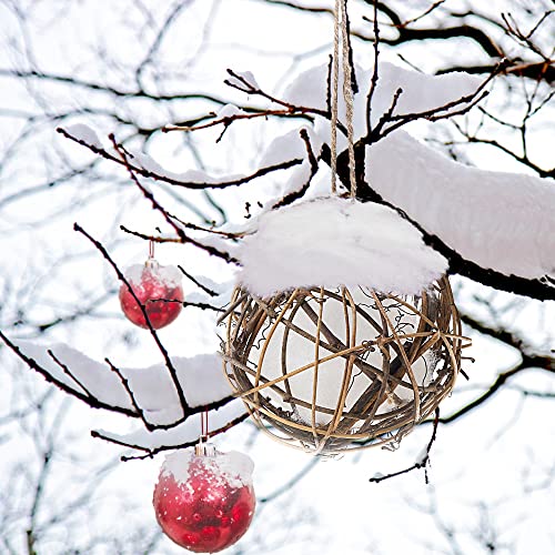 Aflowa 6“ Globe Hummingbird Nester Full of Bird Nesting Materials Refillable Cotton Balls Bird Nesting Station for Outdoor Wild Birds Wrens Finches Parrot (Large)