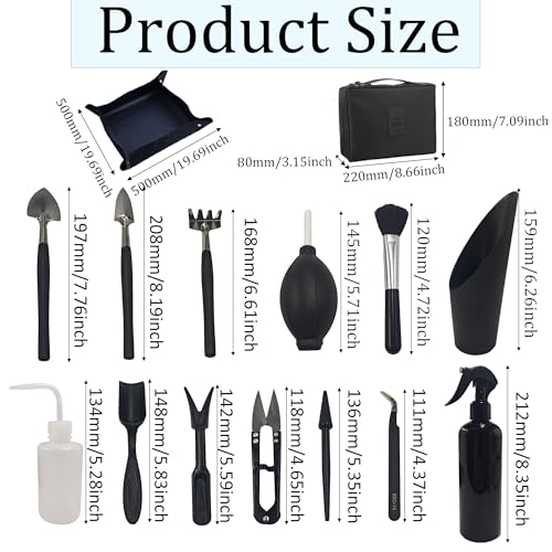 Kit de herramientas para suculentas 15 piezas con bolsa organizadora miniatura 2