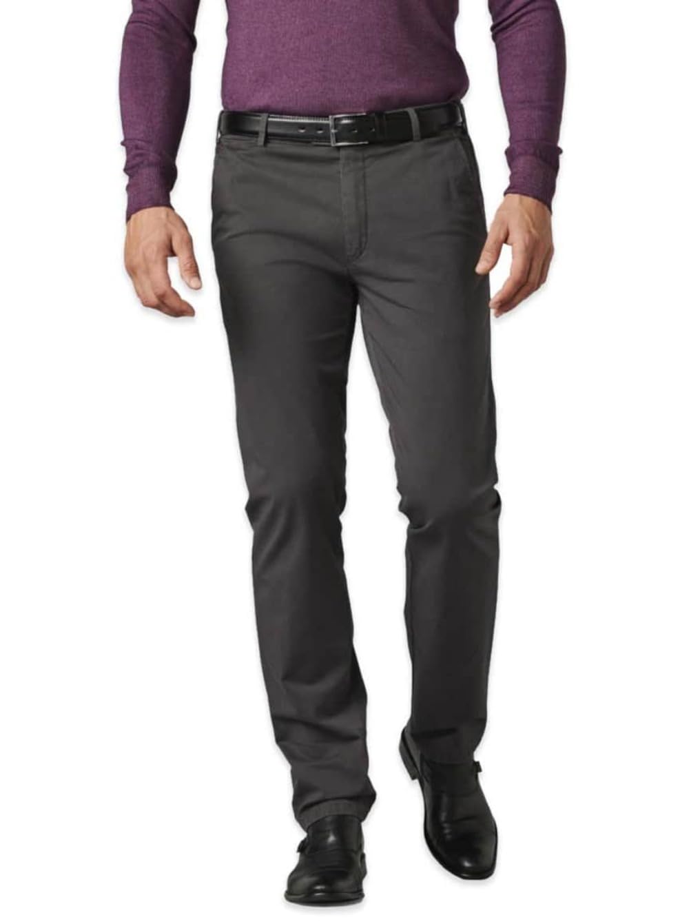 MEYER Chino Trousers - Roma Luxury Cotton - Charcoal Grey - Grey - 38W x 32L
