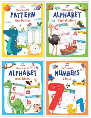 Image of Tracing Books for Kids | Pencil Control Activity Book for Kids [4 Books] | Premium Quality Writing Practice Books - Alphabet ABC (Capital & Small Letters), Numbers, Lines & Pattern | Ages: 2 - 5 Years