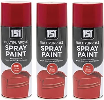 151 Red Gloss Multi-Purpose Aerosol Spray Paint 400ml (3 Pack)