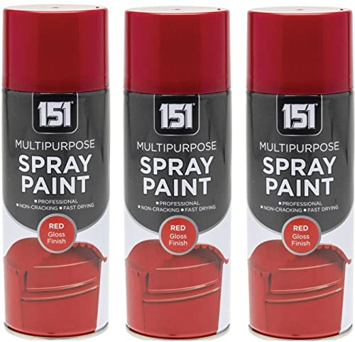 151 Red Gloss Multi-Purpose Aerosol Spray Paint 400ml (3 Pack)