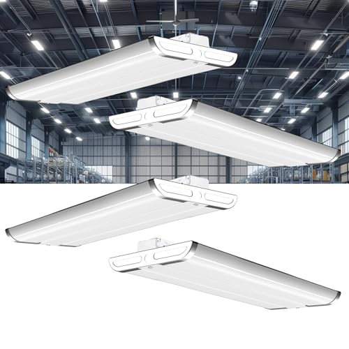 Lightdot 2FT LED High Bay Shop Lights with Flush/Suspended Mount, 200W [Eqv.800W] 5000K 100-277V Commercial Lighting for Garage Workshop - 15-30FT Ceiling, Covers 2000 Sq.ft, UL Complied, 4Pack Dimm