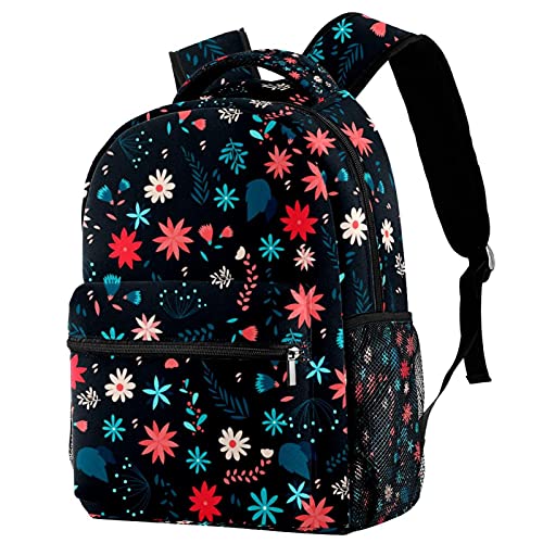 Sac à dos de voyage floral noir parfait pour les sorties scolaires et les pique-niques