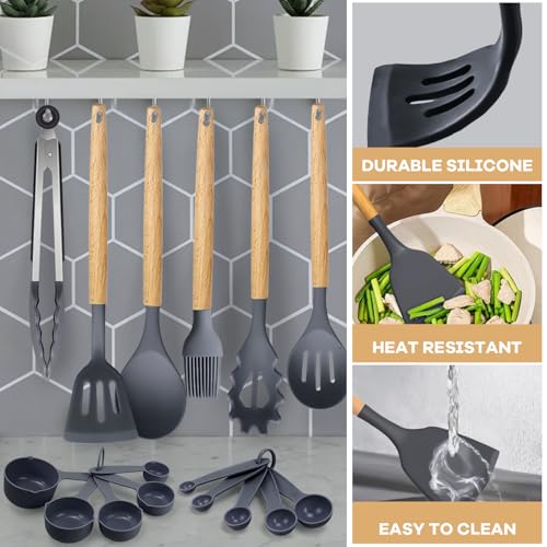 Silicone Kitchen Utensils 22 Pieces, Set of Utensils da Cucina per Pentole Antiaderenti - Image 3