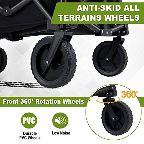 image for Homgava Collapsible Folding Wagon Cart,Outdoor Beach Wagon,Heavy Duty 