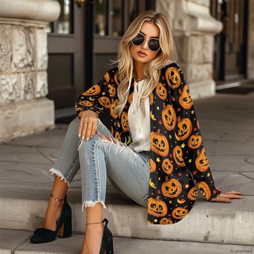 Image of Forchrinse Red Ladybug Cardigan for Women Causal Long Sleeve Open Front Cardigans Sweater Fashion 2024 Fall Coat with Pockets