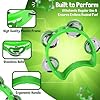 Flexzion Tambourine Hand Bell Percussion Musical Instruments (Green, 2 Pack), Plastic Music Instrument Half Moon Mini D Handheld Shaker, Jingle Bells #4