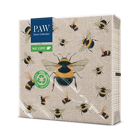 PAW Paper Napkins 33 x 33 cm 3 Ply Paper Napkins Pack of 20 Ideal for Special Occasions Such as Birthdays, Name Days, Garden Parties, Family Parties, Parties with Friends Cover