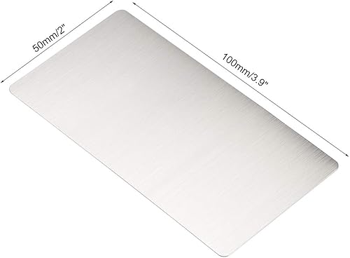 Miniatura 2 de uxcell Tarjeta de metal en blanco de 3.937 x 1.969 x 0.016 in, placa de acero inoxidable 201 cepillado para bricolaje impresión láser grabado tono