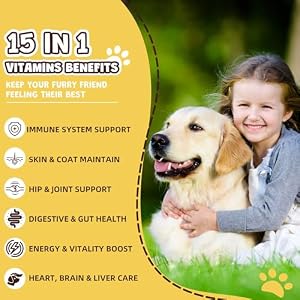 Dog Multivitamin Chewable with Minerals for Overall Health - Dog Vitamins and Supplements with Probiotics, Glucosamine, Chondroitin & Omega 3 for Immunity - Joint - Gut - Skin & Coat - 120 Chews Dog Multivitamin Chewable with Minerals for Overall Health – Dog Vitamins and Supplements with Probiotics, Glucosamine, Chondroitin & Omega 3 for Immunity – Joint – Gut – Skin & Coat – 120 Chews