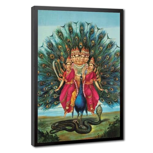 Tableau Raja Ravi Varma Sri Shanmukha Murugan déco bureau avec cadre suspendu