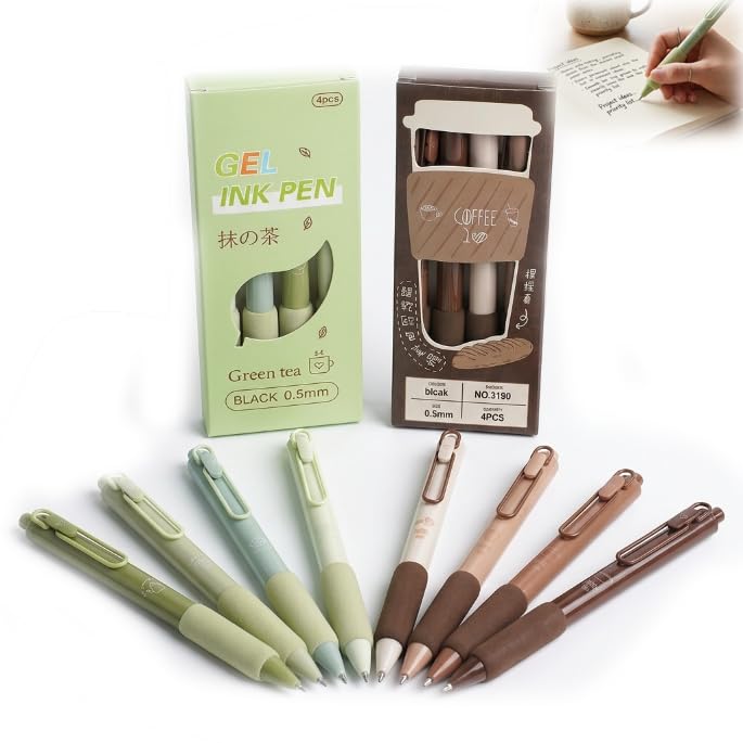 Gel Pens 0.5mm Fine Point, Soft Grip Black Ink Quick Dry Writing Pens, Retractable Smooth Cute Aesthetic Japanese Stationery Ballpoint Pens for School Office Journaling, Nice Pens Gifts for Women Men