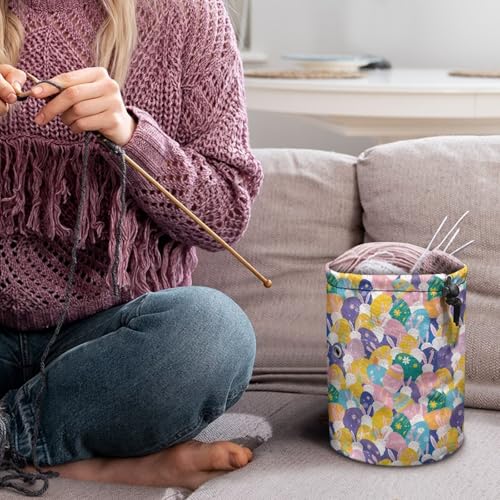 Image of Sellikakes Colorful Bunny Egg Small Yarn Bag Knitting Organizer Crochet Storage Bag Store Crocheting Supplies Needles Skein Balls Sewing Accessories