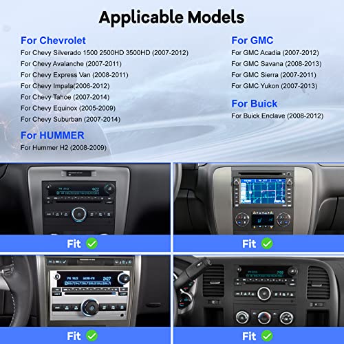 Car Radio for Chevrolet Chevy Silverado GMC Buick, 8 inch Android 13 Touch Screen Stereo, [1G+32G] Carplay/Android Auto/Hi-Fi Audio/1080P/SWC/Bluetooth + AHD Backup Camera + MIC - Thumbnail 2