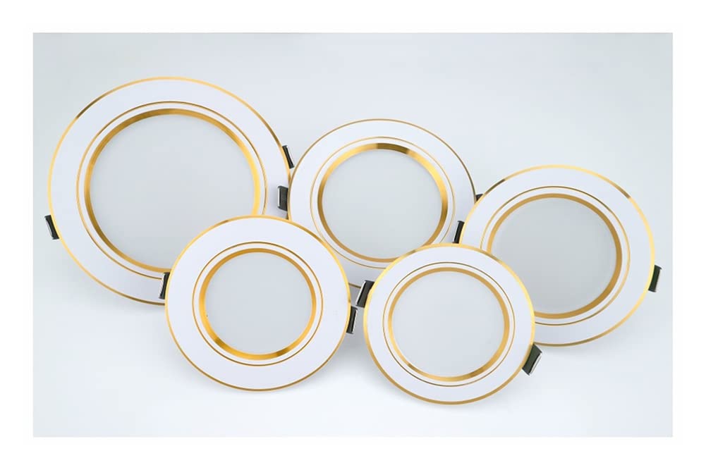 Opaeroo 10 Pcs LED Downlight 220v Ceiling Light 5W 9W 12W Recessed Down Light Round Panel Light 15W 18W Spotlight Indoor Lighting WarmWhite18W Gold