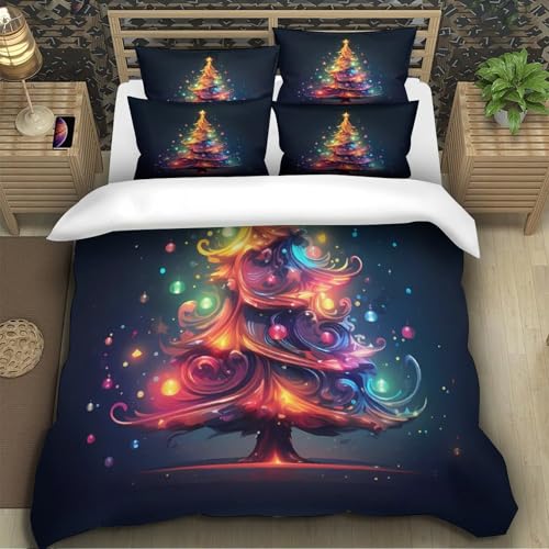 Parure de lit microfibre effet super doux Arbre de Noël avec fermeture éclair - 5