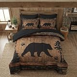 Nesker 7 Pcs Comforter Set Queen Size, Wild Animal Brown Wooden Plank Bedding Set for Kids and Adults, Bears Farmhouse Cabin Rustic Sheets Bed Sheet Sets with Fitted Sheet 2 Pillowcases & 2 Shams
