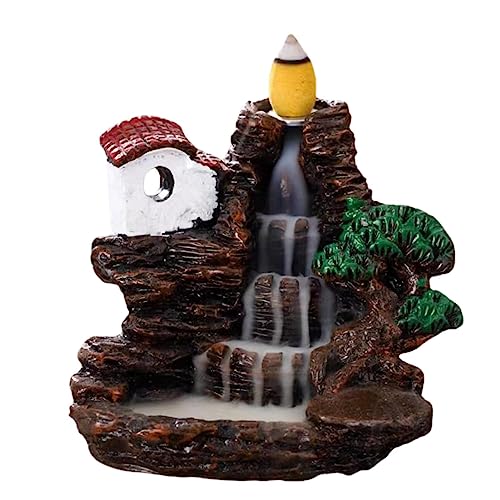 Cascada de incienso de reflujo, quemador de incienso de cascada de reflujo, fuente de resina para conos de incienso de reflujo, adorno de aromaterapia relajante, decoración del hogar Youding