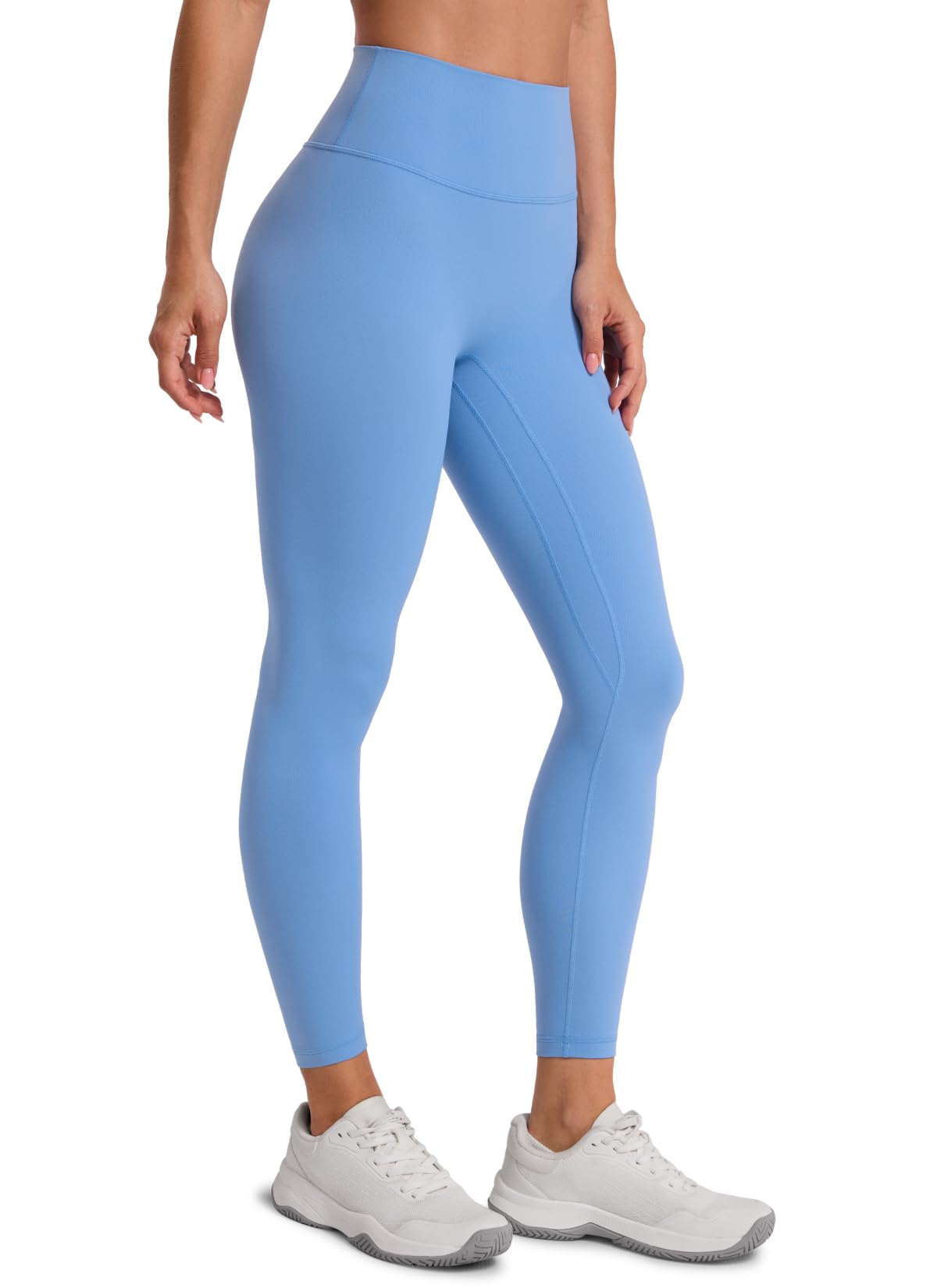 Crz Yoga Women's Party Blue Sculptair No Front Seam Yoga Leggings 25" - High Waisted Stretchy Workout Athletic Pilates Soft Pants 12
