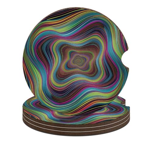 Abstract Vertigo Art 4PCS Car Coasters for Cup Holders Universal Vehicle Car Cup Holder Insert Coaster 2.56 Inch Auto Coasters
