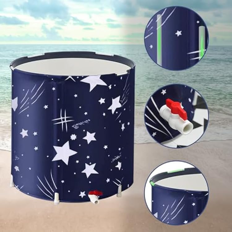 Portable Bathtub for Adults,Soaking Standing Bath Tub Separate Family Bathroom SPA Tub,Thickening with Thermal Foam to Keep Temperature (Blue Sky)