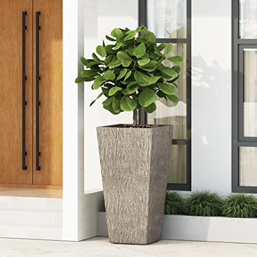 roomfitters MGO Planter for Indoor and Outdoor Use, Rustic Bark-Inspired Texture, Durable Weatherproof Design, Natural Brown Finish