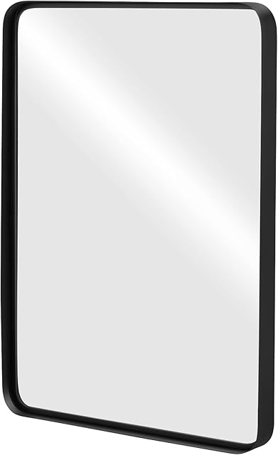 CASART Wall-Mounted Rectangular Mirror, Bathroom Mirror with Metal Frame, Makeup Shaving Mirrors for Entryways, Washrooms, Bedroom and Dressing Room (Black, 76 x 56cm)