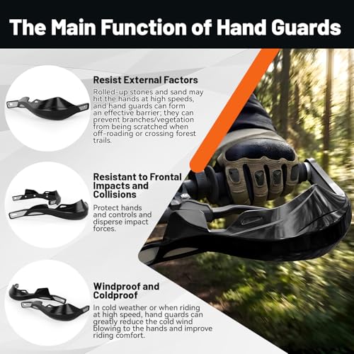 Handguards Motorrad, Handprotektoren Motorrad Handschutz Sturzschutz für 22 mm 28 mm Lenker Surron Beta 50 CRF XR YZF XC KX 125 150 250 300 Ebike Quad Pit Bike Motocross Enduro-Schwarz