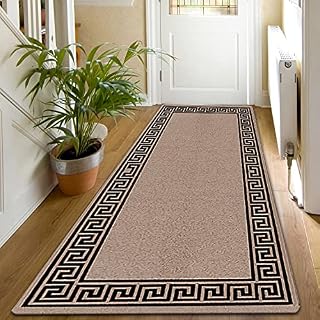 Prime Linens Super Absorbent Door Mat Non Slip - Heavy Duty Washable Doormats Floor Mats For Kitchen Office Chair Front Door Matt Indoor Outdoor | 40 X 60 cm - Greekey Black & Grey