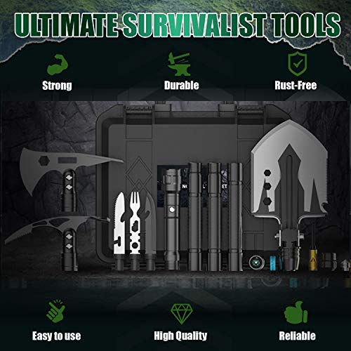 Pudhoms Survival Shovel Multitool – Survival Axe Hatchet 3Heads In1 Folding Shovel Military Tactical Shovel Survival Tools Camping Shovel Backpacking Equipment Gear Emergency Kit Hiking Camping Knife #TOP5