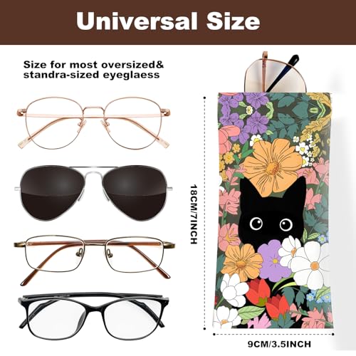 Image of Anikathy 2Pcs Sunglass Eyeglass Glasses Case Soft PU Leather with Cleaning Cloth Cute Glasses Pouch Bag for Men Women Girs